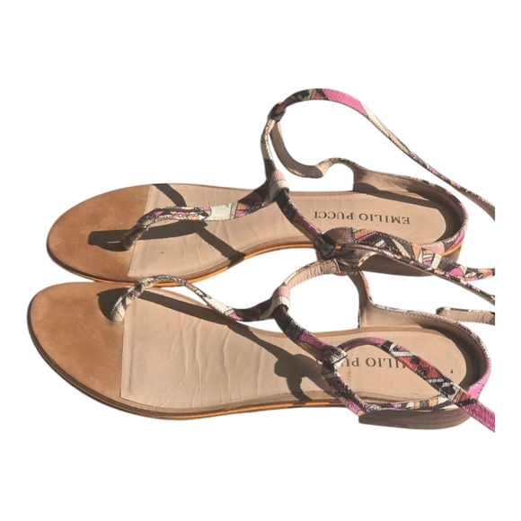 Emilio Pucci Leather Sandals Sz 36 (6) Women Colorful Italy Luxury Rare - Picture 3 of 12